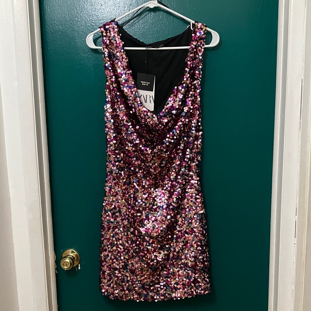 NEW Zara Multicolor Sequin Mini Dress